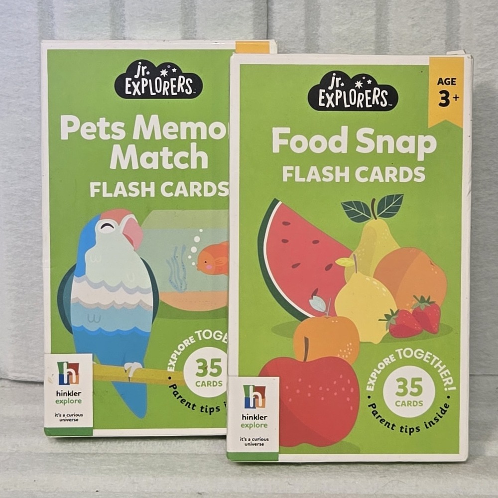 Jr Explorers Flash Cards Bundle Pets Memory Match Food Snap Kids Ages 3+ Hinkler